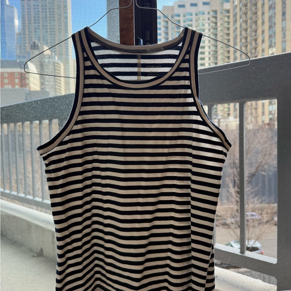 Everlane 100% Cotton Navy & White Striped Tank Top